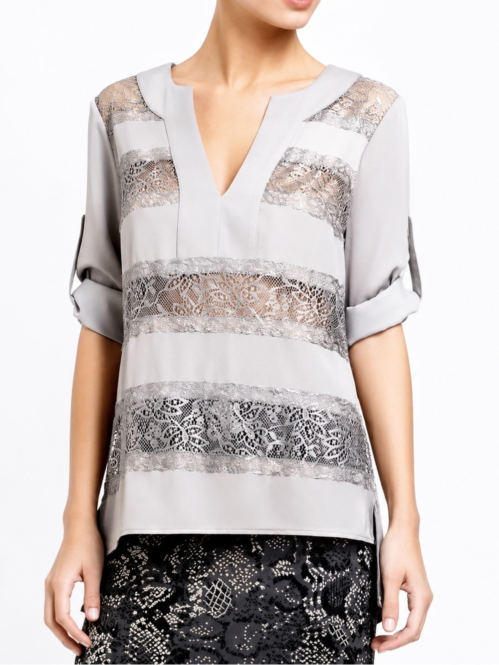 BCBG MaxAzria V-neck Lace Blouse (26)